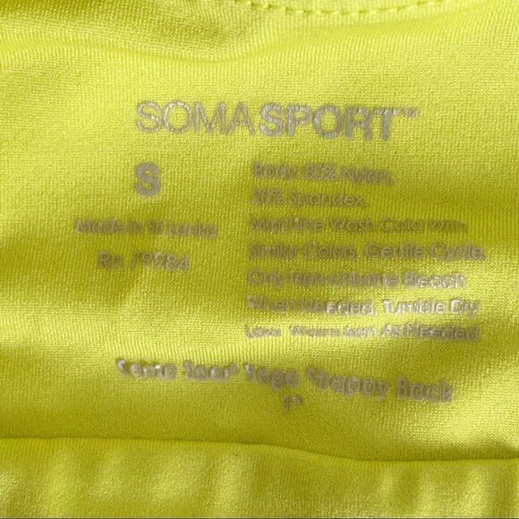 SOMA Sport Strappy Back Yoga Bra Lemon Lime Size Small - Picture 6 of 7